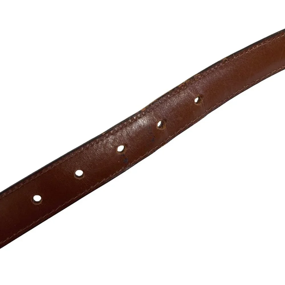 Dooney & Bourke Textured Brown Leather Belt Mens 40 Brass Buckle Made In USA
